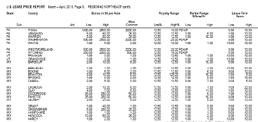 Recent Marcellus Shale Leasing Results